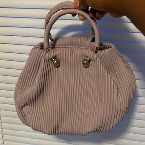 Elegant Pleated Mauve Handbag/ Crossbody